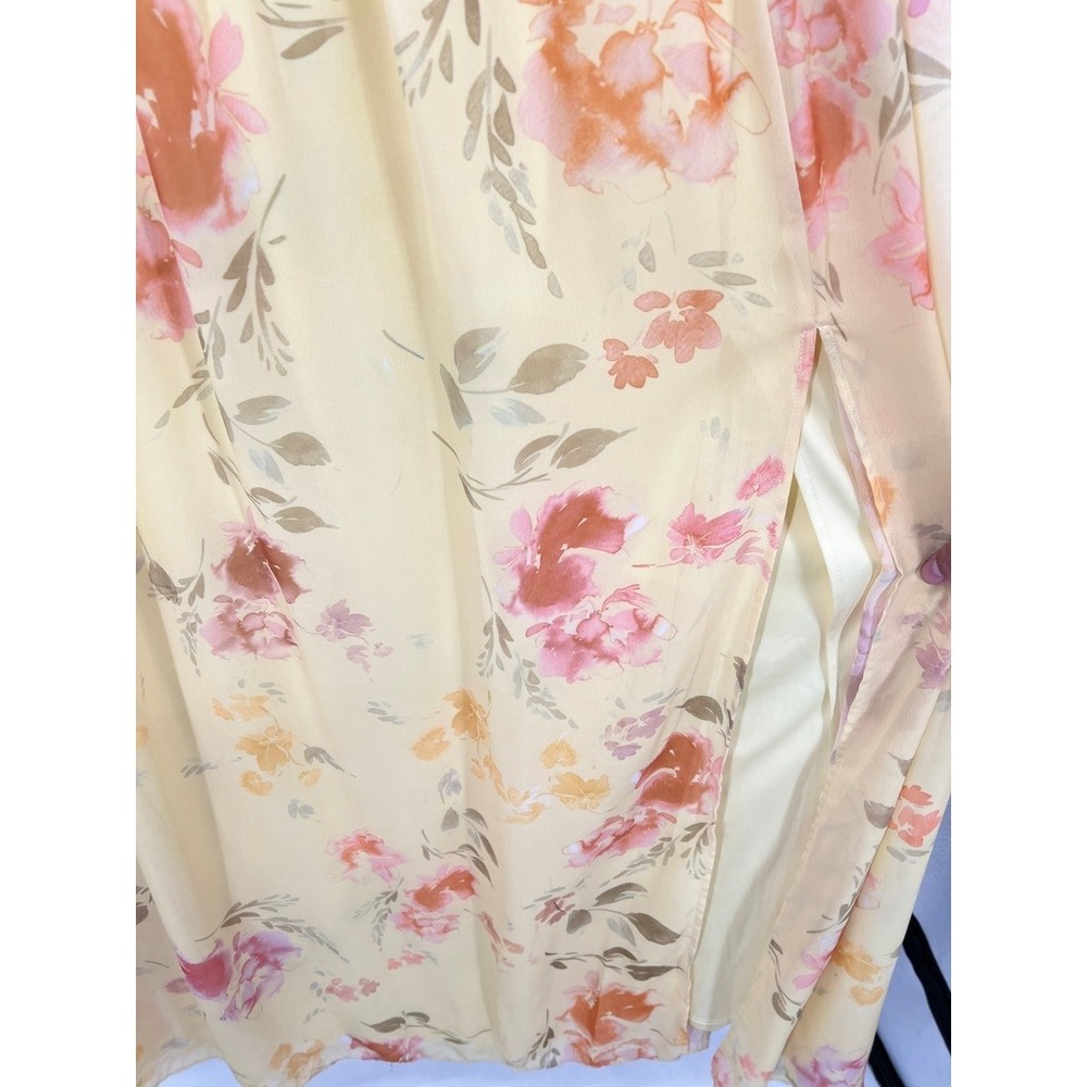 Birdy Grey Violet Yellow Floral Flutter Sleeve Maxi Dress Rococo 3X Bridesmaid - Picture 7 of 9